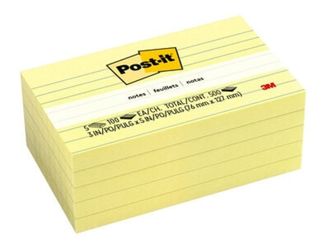 Post-it® Notes 635-5PKSS, 3 in x 5 in (76 mm x 127 mm)