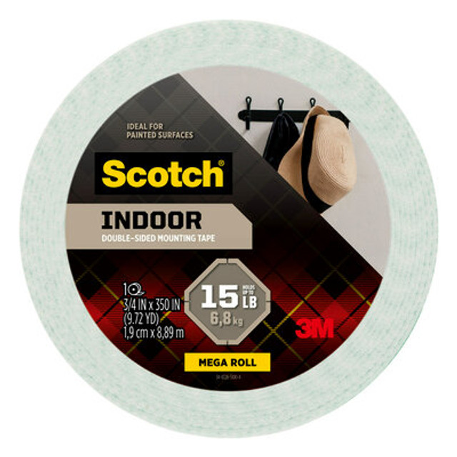 Scotch® Indoor Double-Sided Mounting Tape 110S-LONG, 0.75 in x 350 in (1.9 cm x 8.89 m)
