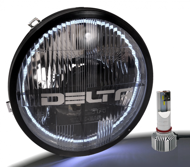 Quad-Bar Armored LED Headlights with HALOs & LED Blinkers -JEEP JK (PAIR)