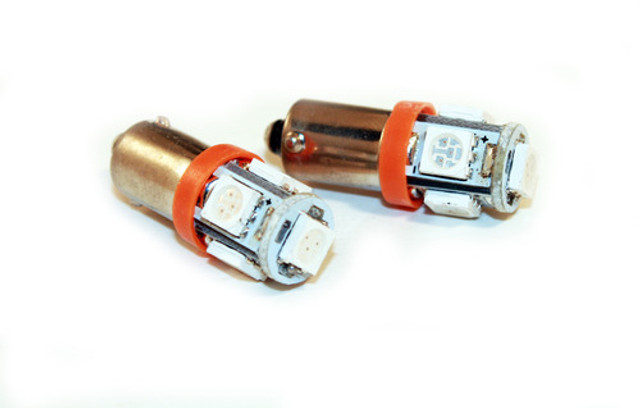 Miniature High Output 5-SMD LED Bulbs BA9S -Amber (PAIR)