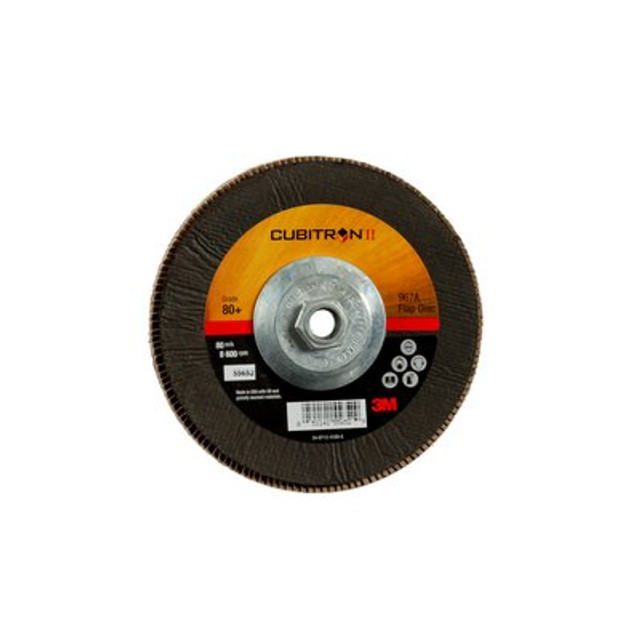 3M Cubitron II Flap Disc 967A T29 Giant 7inx5/8-11 80+ Y-wt