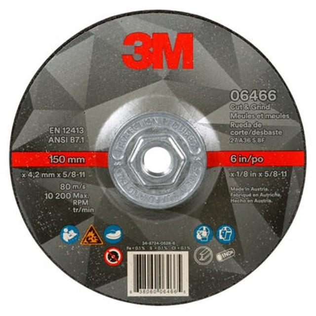 3M Cut & Grind Wheel, 6466, Type 27