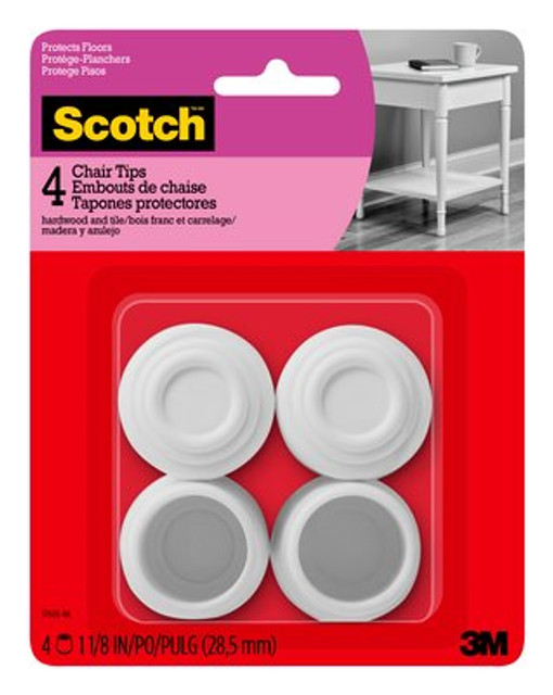 Scotch Chair Tips SP606-NA, White Rubber 1-1/8-in 4/pk
