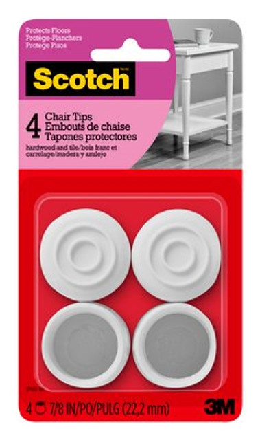 Scotch Chair Tips SP603-NA, White Rubber 7/8-in 4/pk