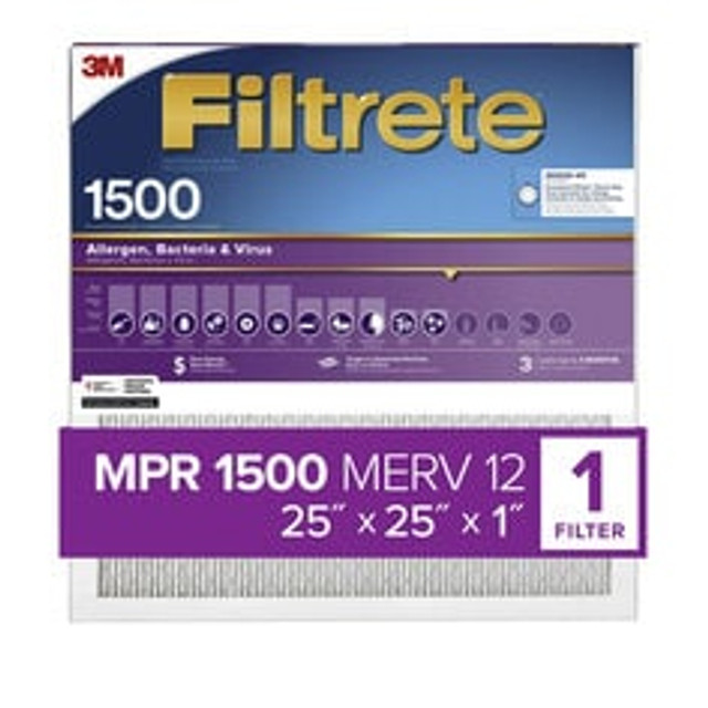 Filtrete High Performance Air Filter 1500 MPR 2015DC-4, 25 in x 25 in x 1 in (63.5 cm x 63.5 cm x 2.5 cm) 2015