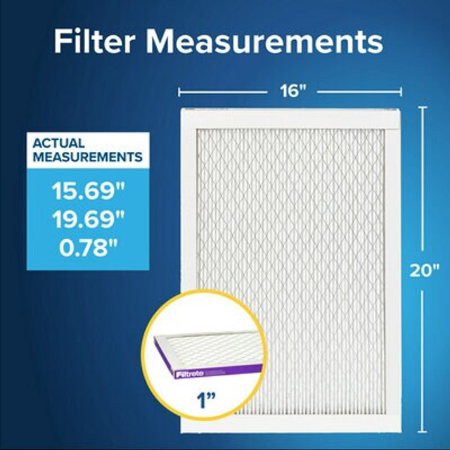 Filtrete MPR 1500 Ultra Allergen Reduction Filter, 16x20x1—Filter Dimensions