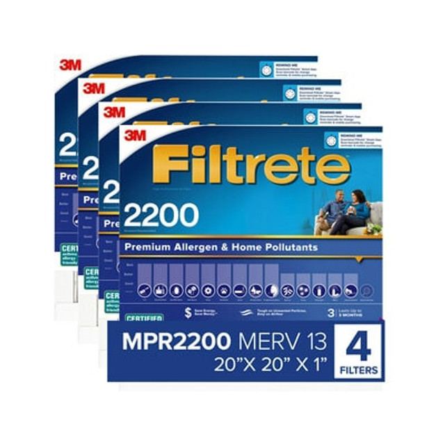 Filtrete MPR2200 Filtrete Premium Allergen Home Pollutants HVAC Filter, 20 x 20 x 1, 4-Pack