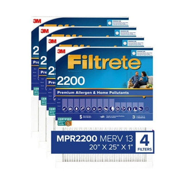 Filtrete MPR2200 Filtrete Premium Allergen Home Pollutants HVAC Filter, 16 x 25 x 1, 4-Pack