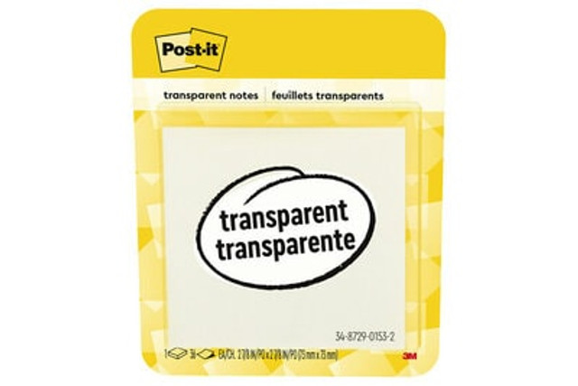 Post-it® Transparent Notes 600-TRSPT, 2-7/8 in x 2-7/8 in (73 mm x 73 mm)