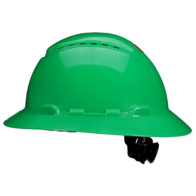 3M SecureFit Full Brim Hard Hat H-804SFV-UV, Green, Vented, with Uvicator