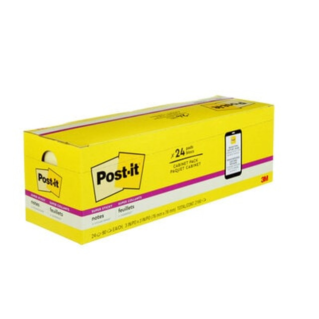 Post-it® Super Sticky Notes 654-24SSCP, canary yellow