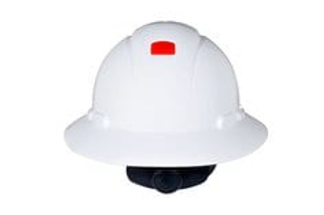 3M SecureFit Full Brim Hard Hat H-801SFR-UV, White, 4-Point Pressure Diffusion Ratchet Suspension, with UVicator, 20 ea/Case 94526