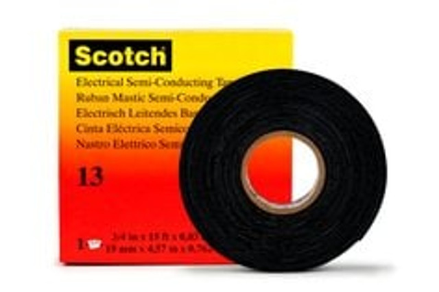 Scotch Electrical Semi-Conducting Tape 13, 3/4 in x 60 ft, Printed,Black, 2 rolls/carton, 18 rolls/Case