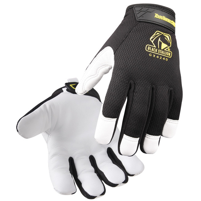 Black Stallion Tool HANDZ CORE GOAT Grain LEATHER PALM MECHANIC'S GLOVES, COLOR BW, Size 2XL, COLOR BW, Size 2XL | Black/White