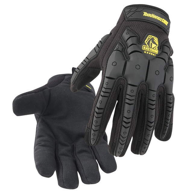 Stallion Tool HANDZ CORE SYNTHETIC LEATHER PALM TPR IMPACT MECHANIC'S GLOVES, COLOR BK, Size Large, COLOR BK, Size Large Black Stallion