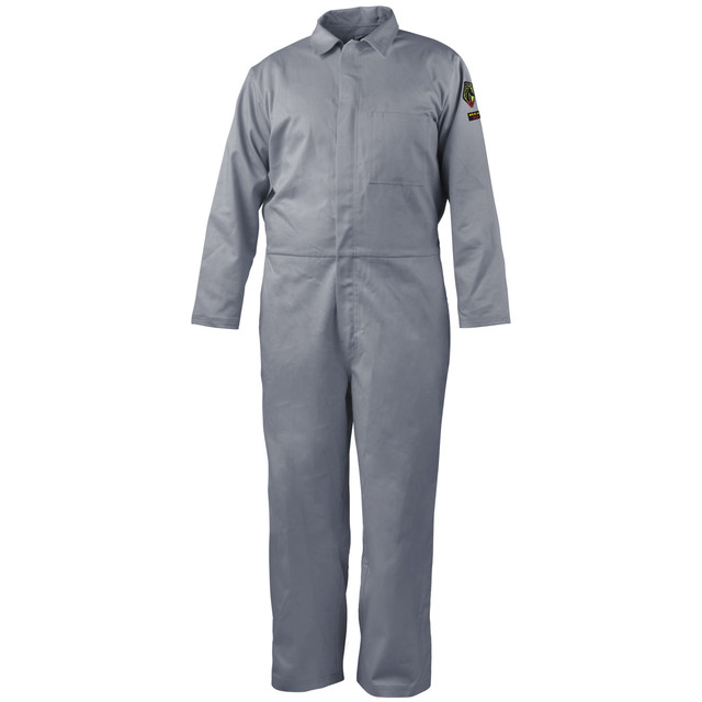 Black Stallion 7 oz FLAME-RESISTANT COTTON Coveralls (GRAY), COLOR GY, Size Large, COLOR GY, Size Large | Grey