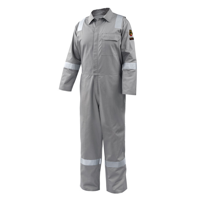 Black Stallion 7 oz FLAME-RESISTANT COTTON REFLECTIVE TAPE Coveralls (GRAY), COLOR GY, Size 2XL, COLOR GY, Size 2XL | Grey