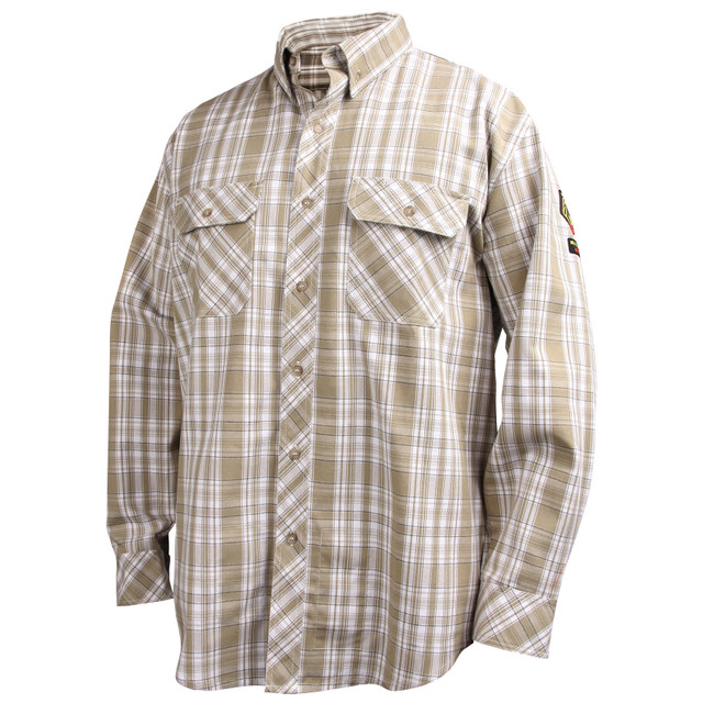 Black Stallion WF2110-PK Work SHIRT 7OZ PLAID KHAKI, COLOR PK, Size X-Large, COLOR PK, Size X-Large | Plaid/ Khaki