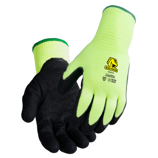 Black Stallion A5 CUT RESISTANT THERMAL SANDY NITRILE COATED HI-VIS HPPE BLEND GLOVE, COLOR HB, Size 2XL, COLOR HB, Size 2XL