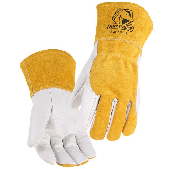 Black Stallion Grain COWSK in PALM, COWHIDE Back MIG WELDING GLOVES, COLOR WT, Size 2XL | Yellow