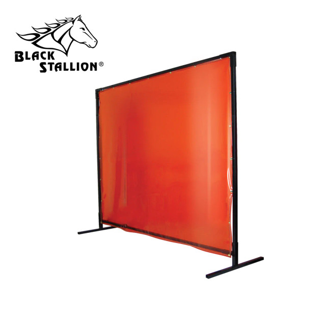 Black Stallion 14 mil 6' X 6' Orange SAF-VU 1 PANEL WELDING SCREEN & QUICKFRAME SET, Size 5186SQ