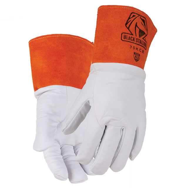 Black Stallion TOP Grain KIDSK in A6 CUT RESISTANT TIG WELDING GLOVES, Size Large, Size LG | Pearl