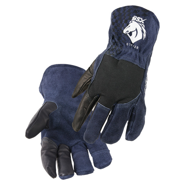 Black Stallion BSX GT7120-NB PRECURVED TIG GLOVE INSULATED RING and PICKY FINGERS, COLOR NB, Size Large, COLOR NB, Size Large | Navy/Black