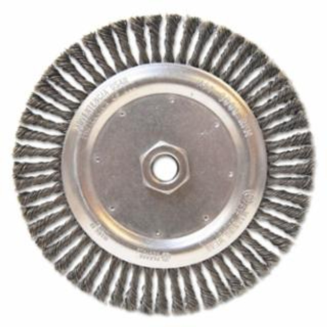 Narrow Face Stringer Bead Wheel Brushes, 7 x 3/16, 0.02 Carbon Steel, 5/8 - 11