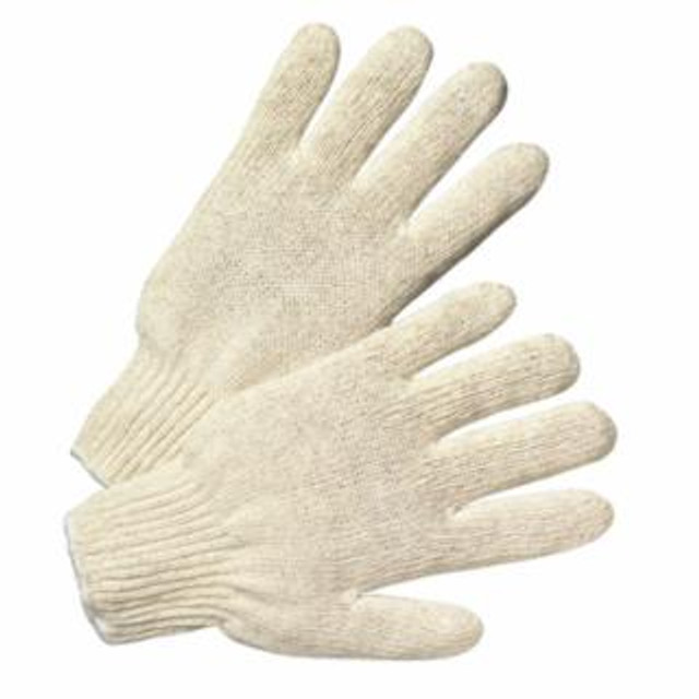 7-ga Standard Weight Seamless String-Knit Gloves, Large, Knit Wrist, Natural