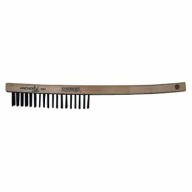 Hand Scratch Brush, 4 X 18 Rows, Carbon Steel Bristles, Curved Wood Handle