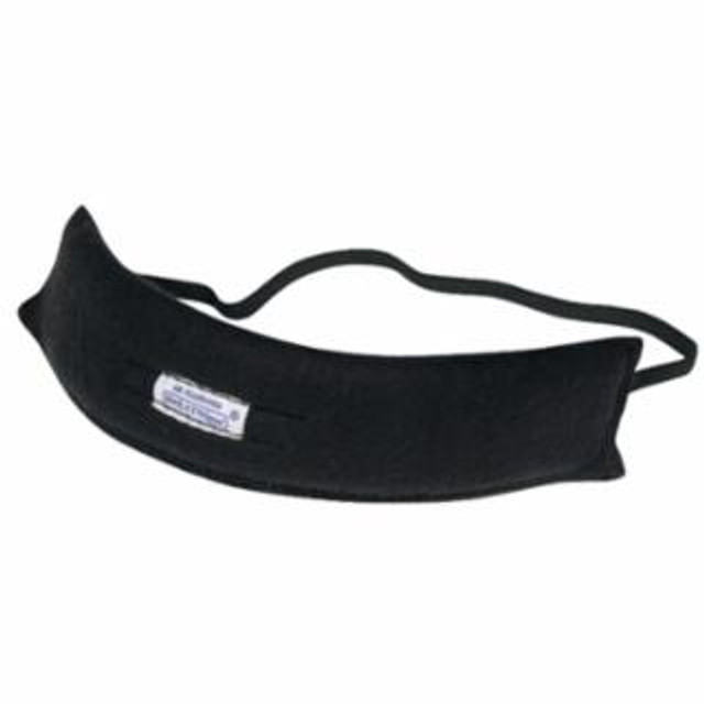 Traditional Sweatband, Fleece Cotton, Elastic Strap, Black