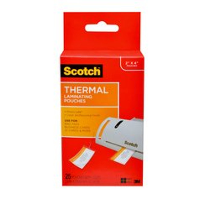 Scotch Thermal Pouches TP5853-25, 2.51 in x 4.21 in x 1.5 (64 mm x 107 mm) Luggage Tags with Loop 25 PK