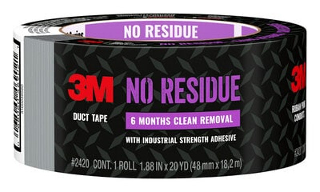 3M No Residue Duct Tape 2420, 1.88 in x 20 yd (48 mm x 18.2 m)