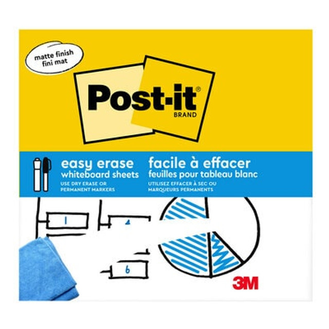 Post-it® Easy Erase Whiteboard, FWS-SHEETS2PKR, 9.1 IN x 9.1 IN