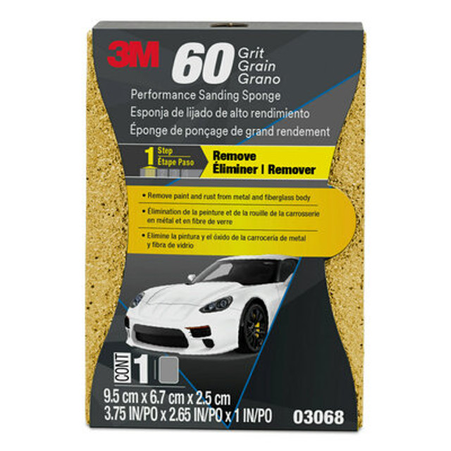 3M Performance Sanding Sponge, 60 Grit, 12/Case