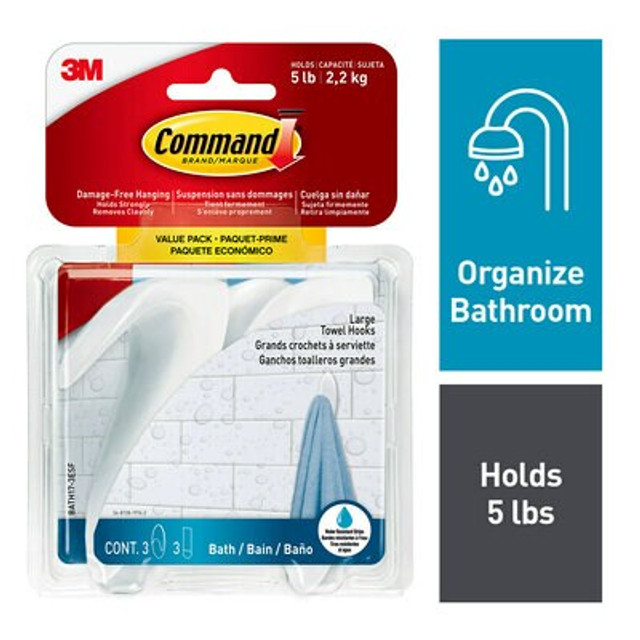 Command Large Towel Bath Hooks Value Pack