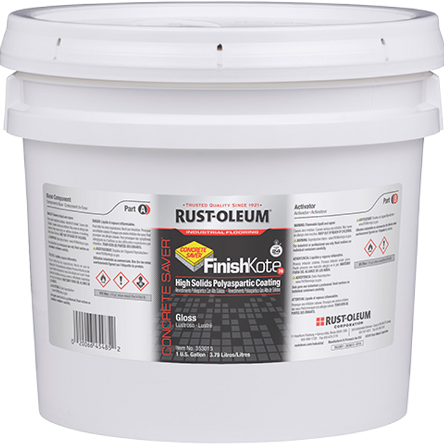 Concrete Saver Finish Kote 70 High Solids Polyaspartic Floor Coating 353016 Rust-Oleum | Clear Satin