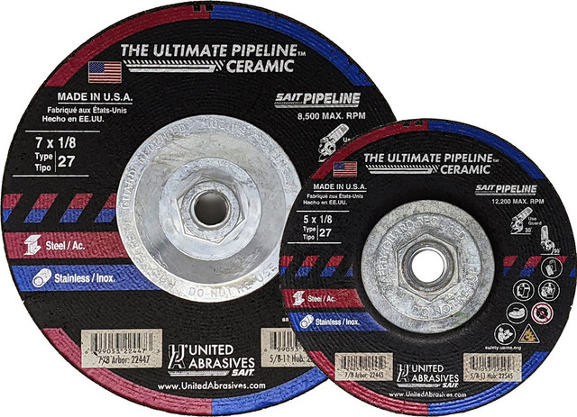 1/8" Pipeline Wheels,The Ultimate Pipeline Ceramic Premium Performance,  5/8"-11 Super-Lock Hub 22547