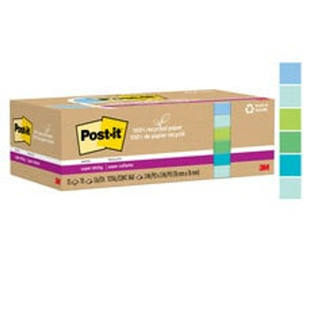 Post-it Super Sticky Recycled Notes 654R-12SST, 3 in x 3 in (76 mm x 76 mm)