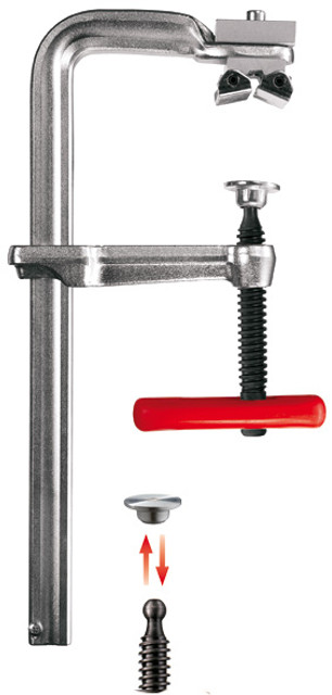 A single sliding arm clamp can do the work of many different sizes of "C" clamp and, can do it nine times faster! The BESSEY SG30VAD or KombiKlamp is an economical multipurpose fabricator's clamp. With a 4-3/4 inch throat depth, 12 inch capacity and 2,600 pounds of clamping force it is well suited to many welding and fabricating tasks. The KombiKlamp™ has great features that make it very versatile. It is set up to clamp, spread, hold irregular shaped objects and even comes with an ergonomic grip. Made in Germany, the clamp is set at a price point to make it a serious consideration for the active shop. BESSEY. Simply better.