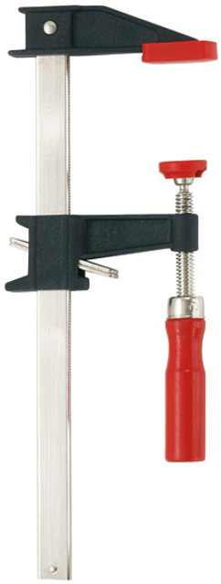 The BESSEY clutch style clamps are a popular regular duty clamp that can be used for a wide range of projects. These economical clamps are available in a wide range of sizes starting with the GSCC2.506 with a 2-1/5 " throat x 6 " capacity up to the GSCC5.024 with a 5" throat x 24" capacity &, a range of clamping pressures from 600 to 1200 Lbs. The are powder coated, ductile cast iron jaws. All models available with wood handle, selected models also available with 2K cushion grip handle. BESSEY. Simply better