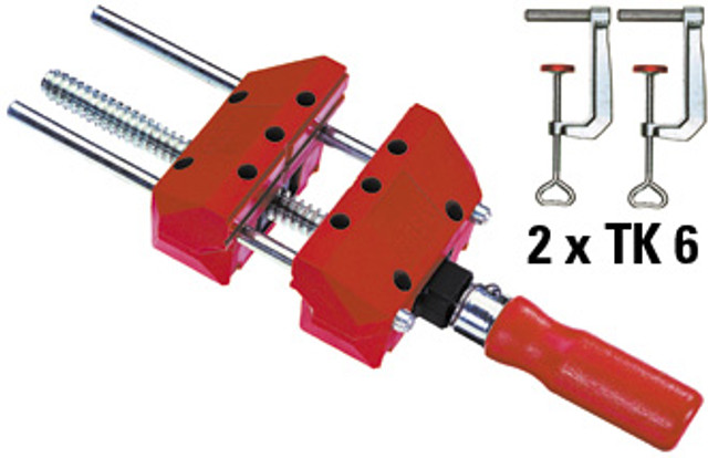 The BESSEY S-10 mini vise with table clamps is very versatile & extremely light weight. Clamping faces are grooved to aid in holding rounded objects. For holding objects with none parallel opposing facets you can remove the parallel guide bars allowing the jaws to swivel. BESSEY. Simply better.
