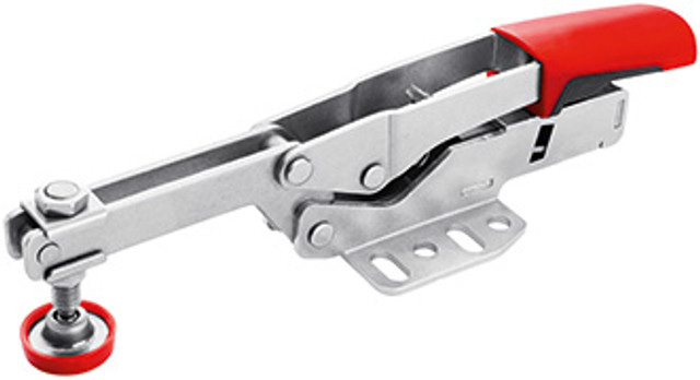The power to be in position fast! The Auto-Adjust Toggle Clamp series from BESSEY brings significant and positive innovation to the toggle clamp market. First, clamping force can be adjusted within a range of 25-550 lbs of pressure with the turn of an integrated pressure screw. Second, the clamp will auto-adjust to varying work piece heights without significant change in applied clamping force. Third, the holding capacity of the BESSEY toggle clamp series is quite high, 700 lbs of holding capacity. The combination of these features presents a strong argument for cost-savings, enhanced productivity and greater workplace safety. How? BESSEY toggle clamps can replace a broad range of competitive toggle clamp styles when a range of clamping force and capacity is required. This means lower tool inventories and enhanced set-up time. The clamps are also perceived to be safer for real-world applications where variations in work piece height can lead to applied clamping force being too high or too low (with the resulting safety hazards these conditions present). Ideal for job-shop operations or short-run set-ups; the BESSEY Auto-Adjust Toggle Clamps add value to any operation. BESSEY Simply better. BESSEY. Simply better.