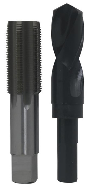 1-1/2"-6 Unc High Speed Steel  Plug Tap And 1-11/32" High Speed Steel  1/2" Shank Drill In Pouch Case