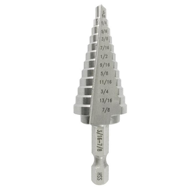 #2 High Speed Steel  Quick Change Hex Shank Step Drill Bit (3/16" - 1/2" By 1/16")