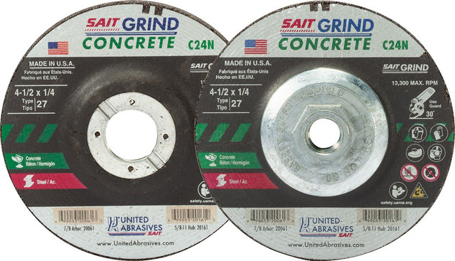 1/4" Grinding Wheels-Type 27,C24N Concrete,  5/8"-11 Super-Lock Hub 20087