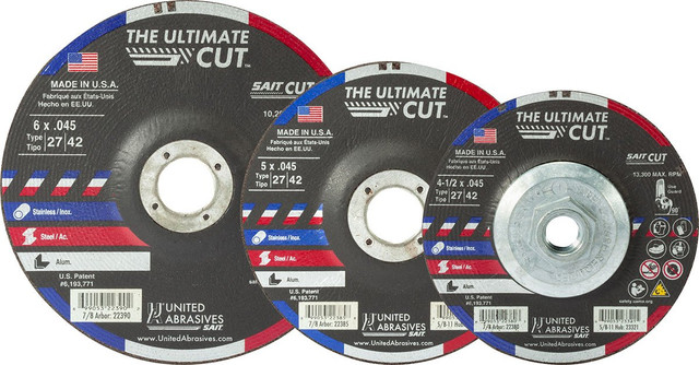 .045" Cutting Wheels Type 27/Type 42,The Ultimate Cut Premium Performance,  7/8 Arbor - No Hub 22385