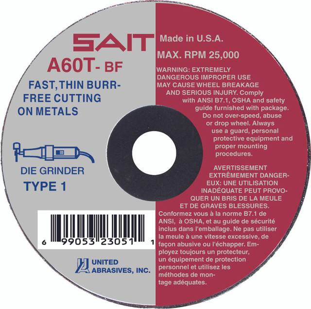 Thin High Speed Cut-Off Wheels,A60T Burr Free,  Products 23023