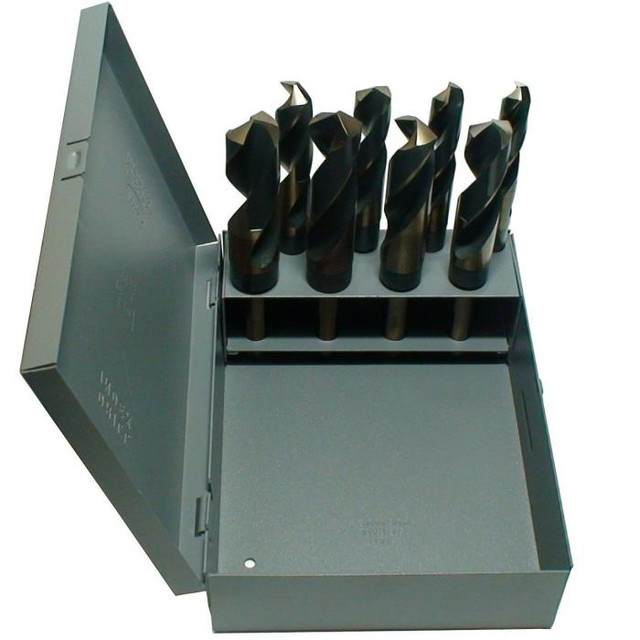 8 Piece 3-Flat Black And Gold Contractor Drill Set (9/16" - 1" X 1/16Thigh Speed")