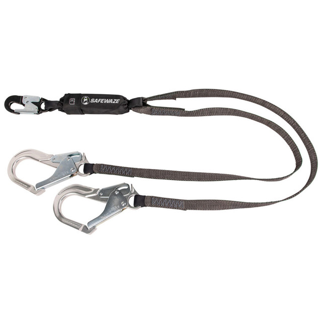 Heavyweight 6' Energy Absorbing Lanyard: Dual Leg, Alu Rebar Hooks